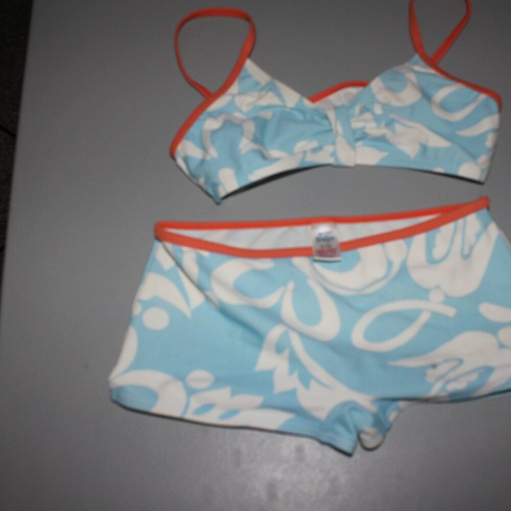 Blue & White 2 Pcs Mini Boden Bikini Swimsuit  Size 9-10Y